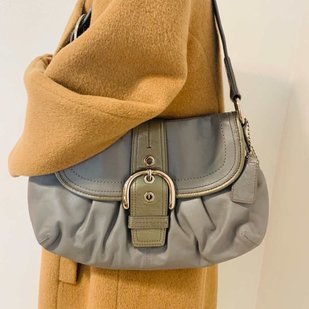 Coach gray leather Small hobo shoulder bag